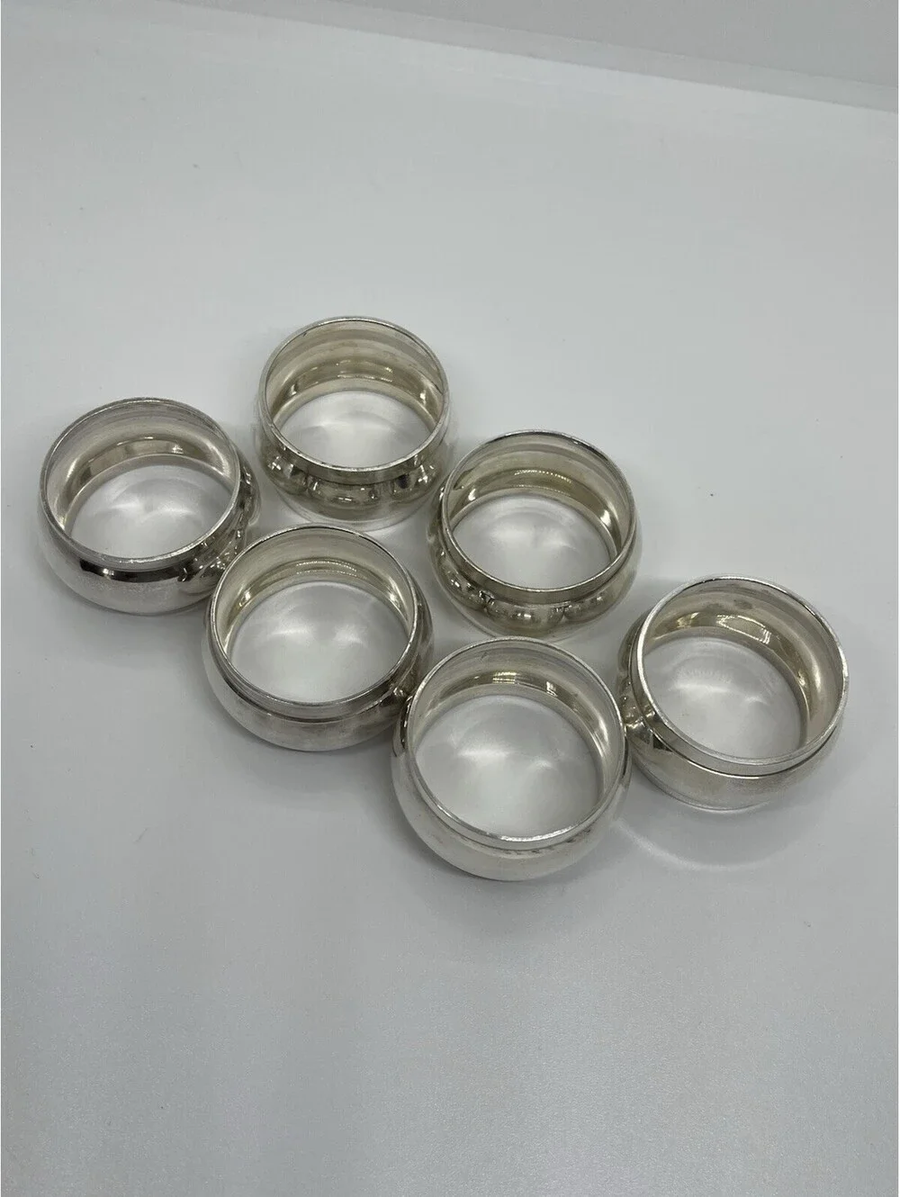 Silver Metal Soft Rounded Napkin Rings Set Of 6